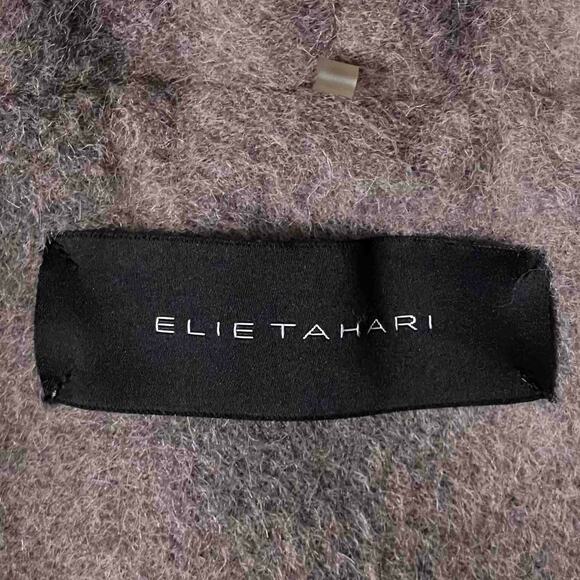 Elie Tahari Belted Wrap Coat Brown Size M Shawl Collar Wool Alpaca Blend Preppy - Picture 7 of 13